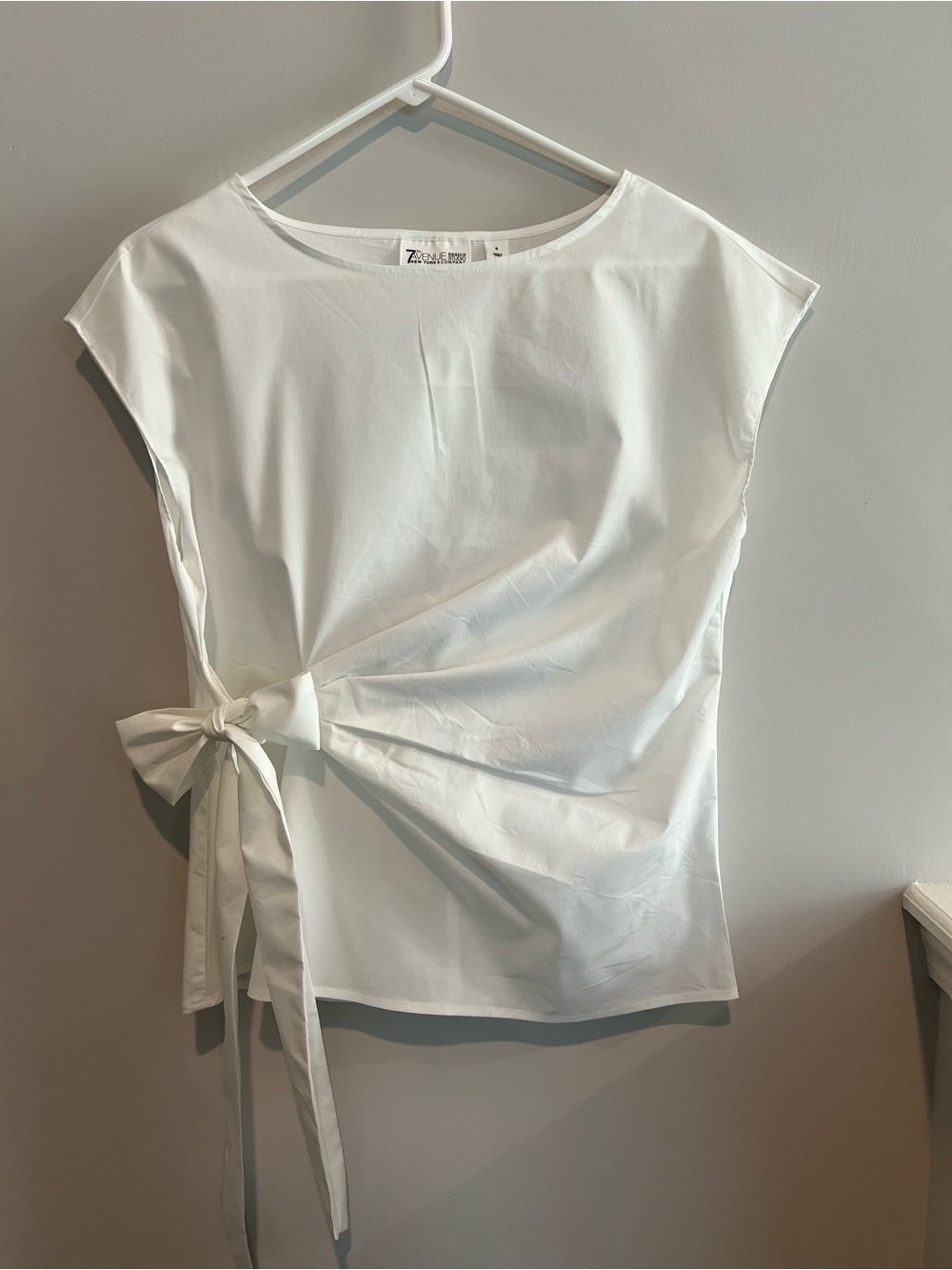 New York & Company White Side-Tie Cap Sleeve Blouse